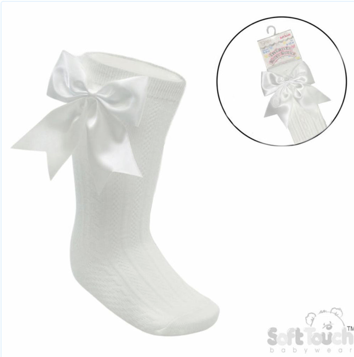 Ivory Knee High Bow Socks