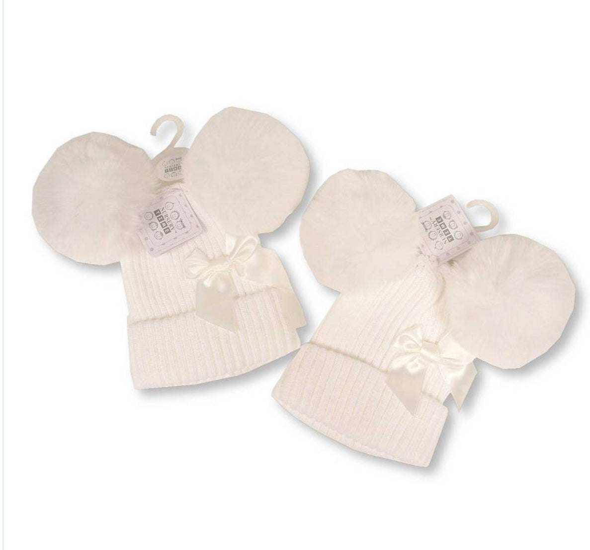 White Double Pom Pom Hat