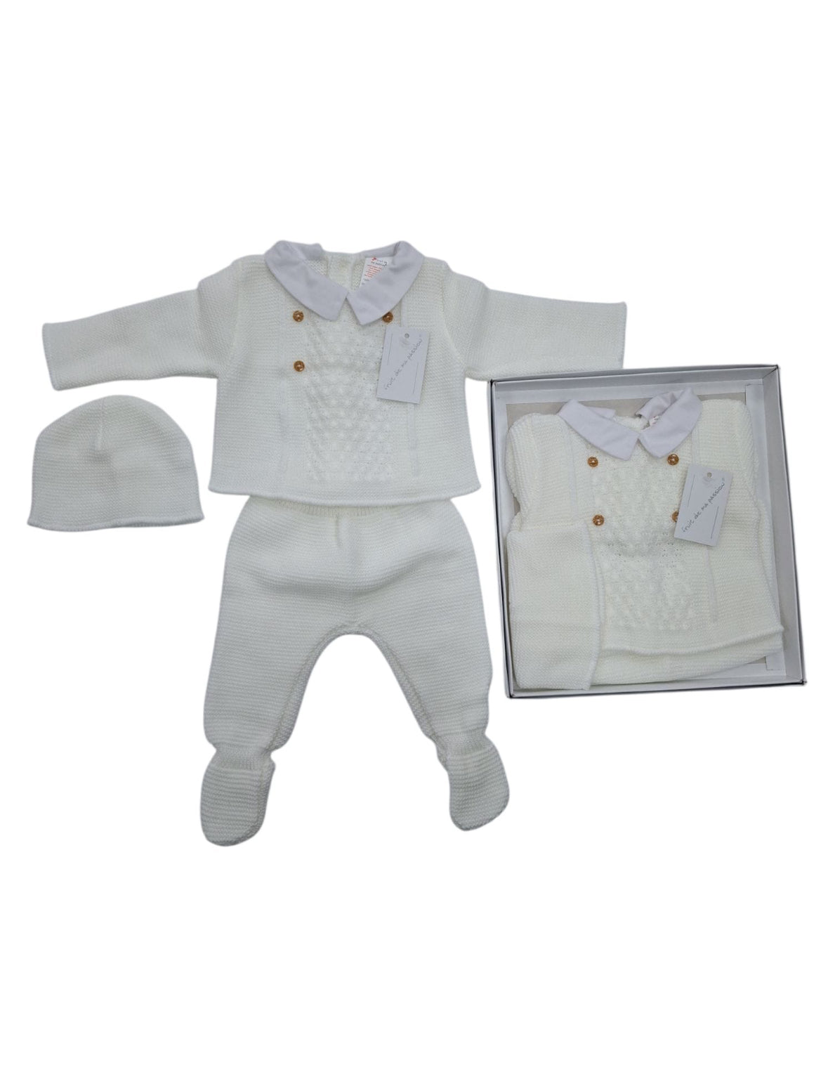 Ivory Buttoned 3pc Gift Set