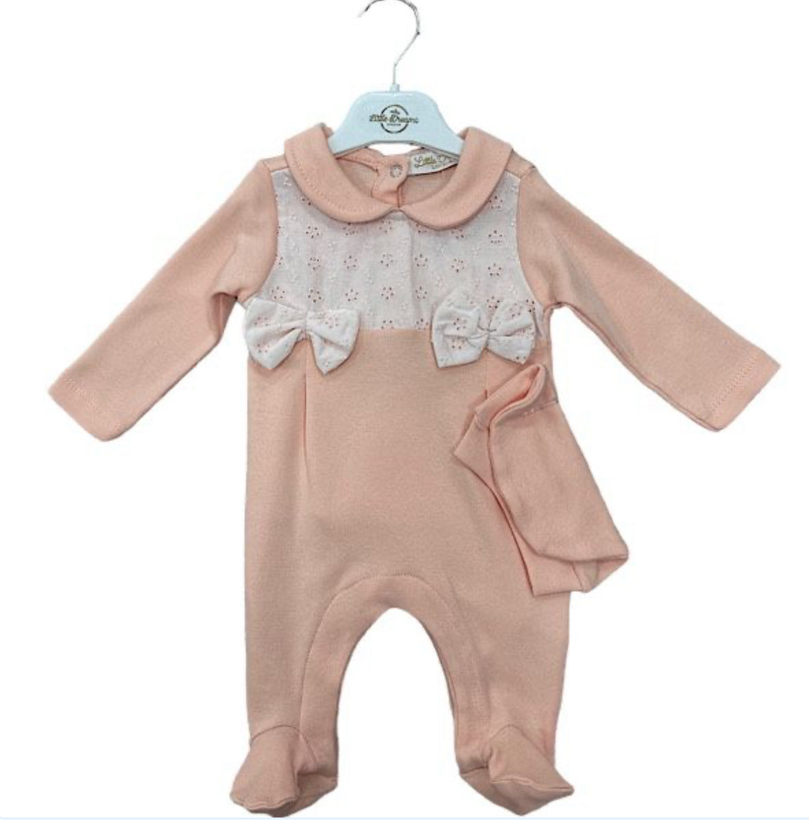Peach Bow Laced Sleep Suit