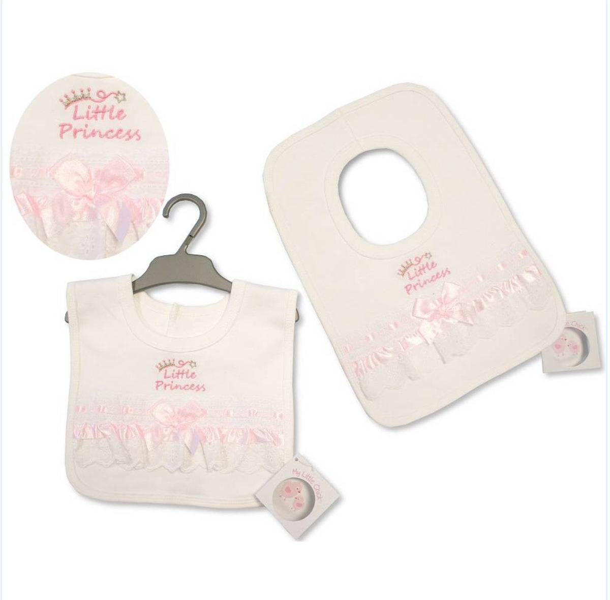 Pink Crown Princess Lace Bib