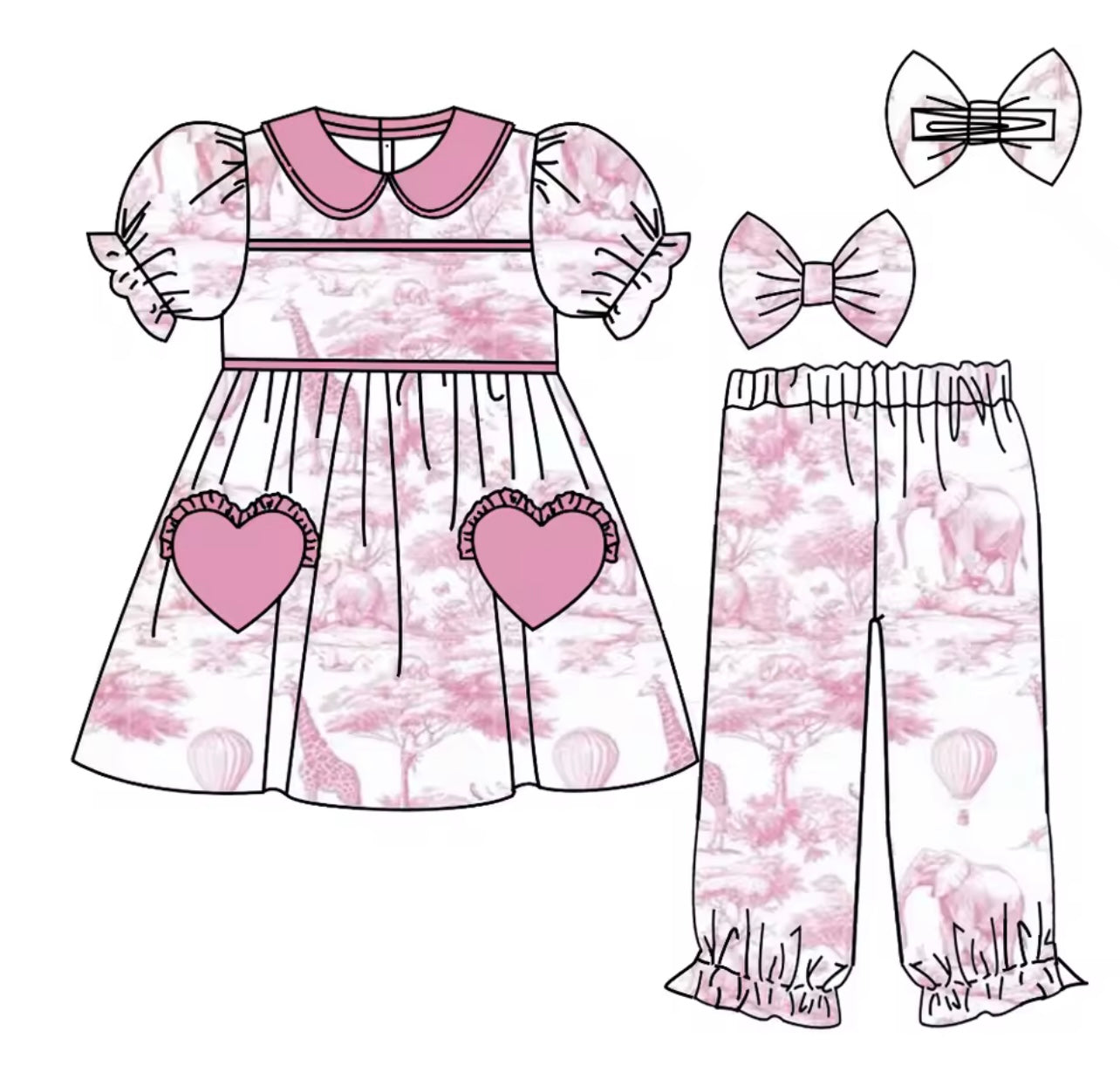 Pink safari smock pyjamas