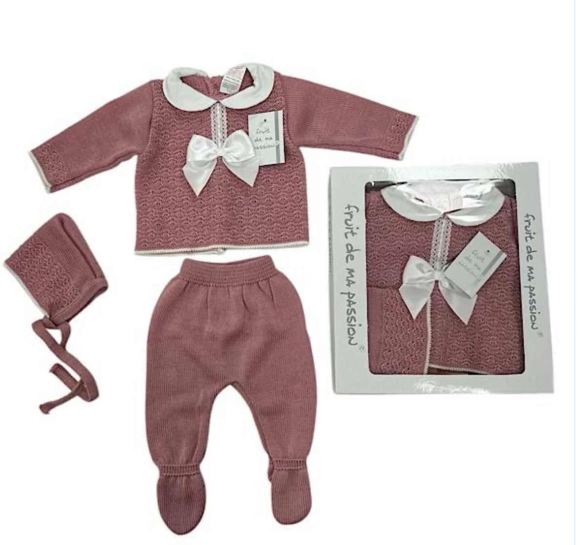 Rose Pink Bow 3pc Gift Set