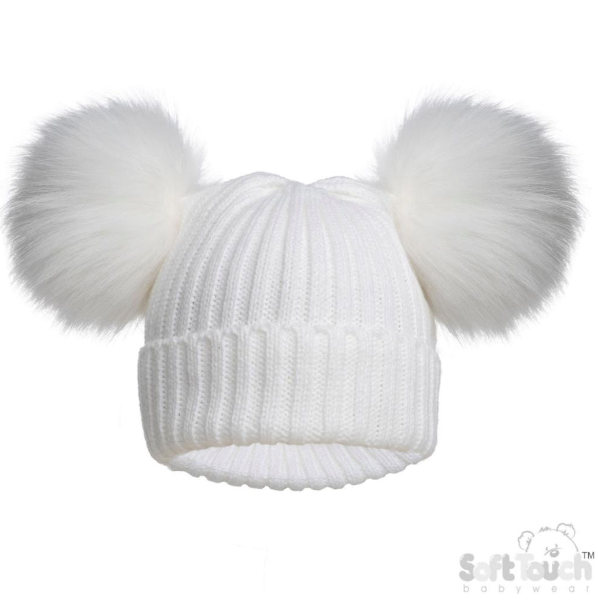 White Double Pom Pom Hat