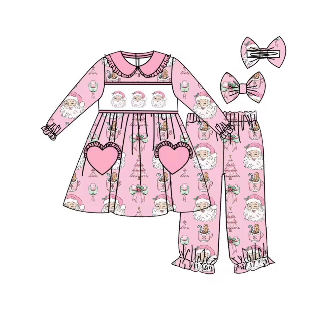 Pink Santa smock pyjamas