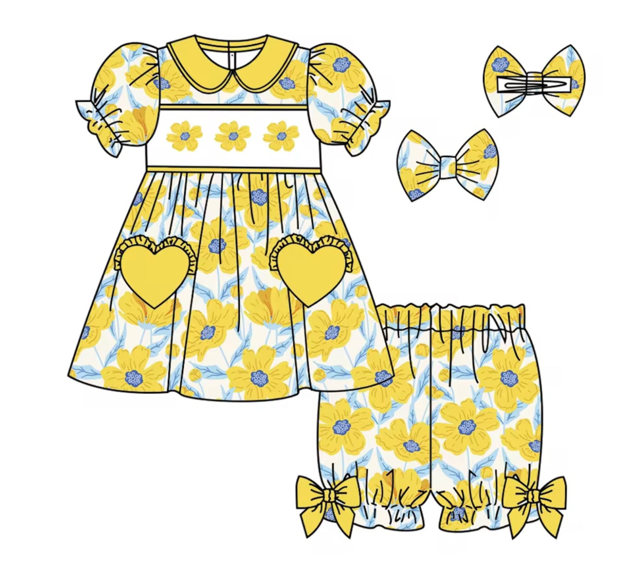 Flower smock pyjamas