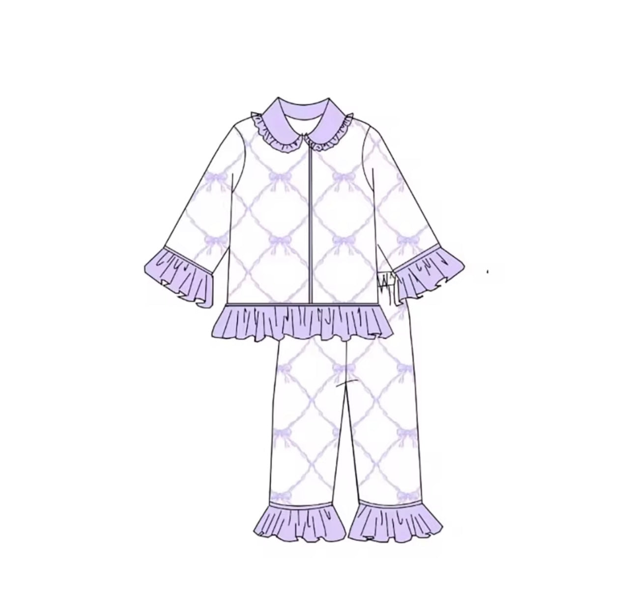 Purple bow smock pyjamas