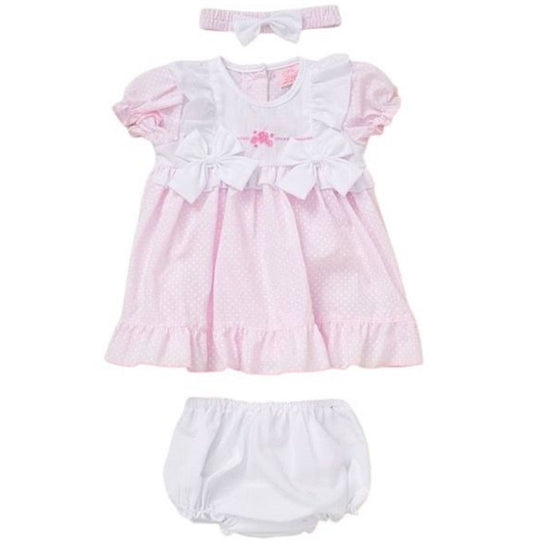 Pink Double Bow Cotton Dress & Jam Pants