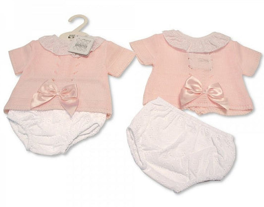Pink & White 2pc Bow Romper