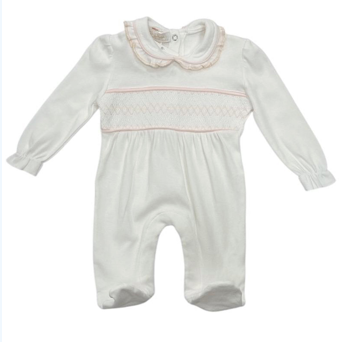 Ivory & Peach Smock Cross Stitch Sleep Suit
