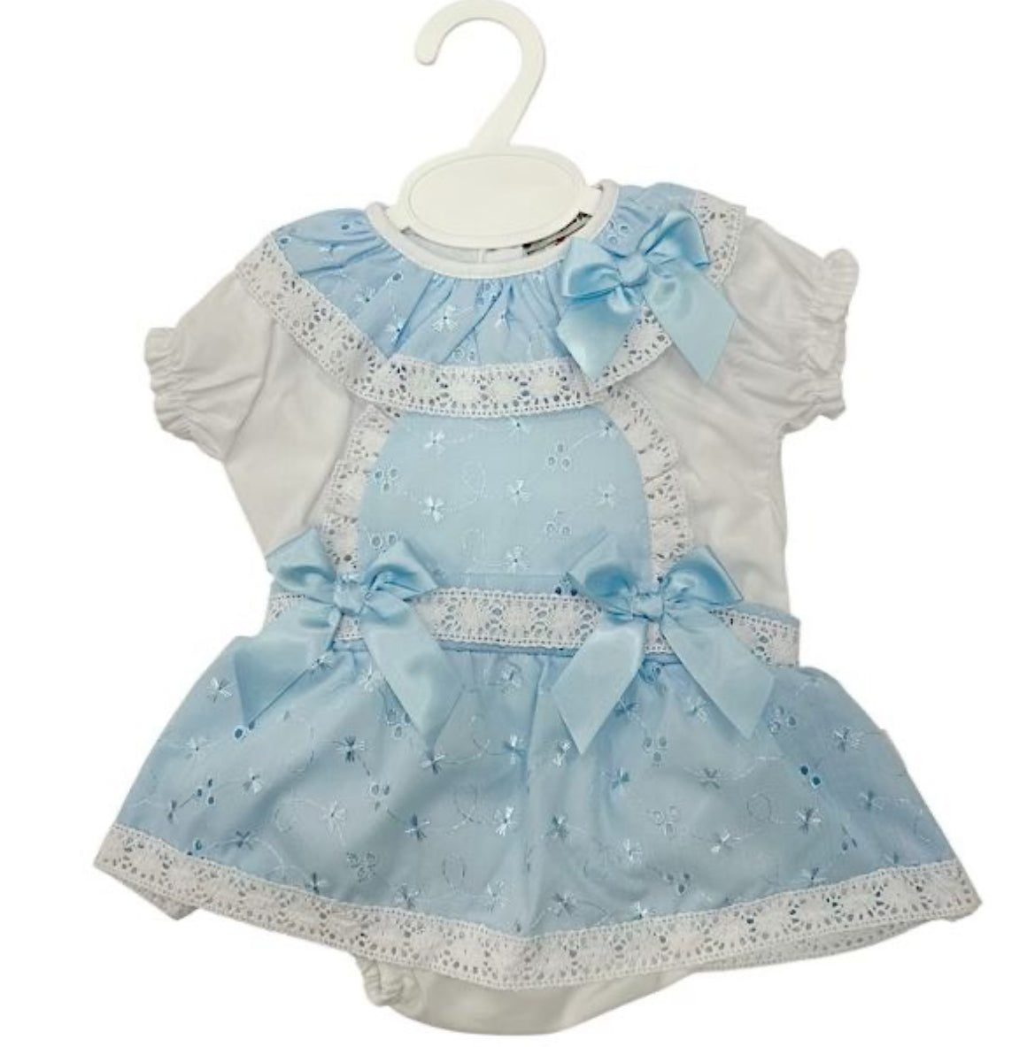 Baby Blue & White Frill Bow Dress