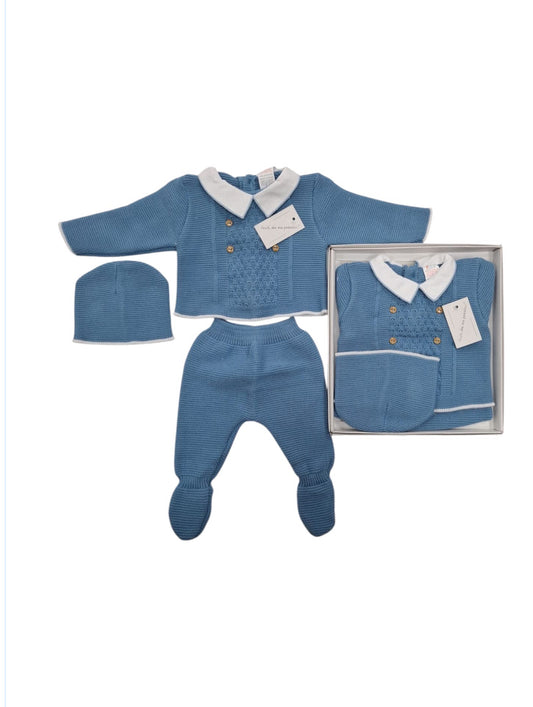 Steel Blue Buttoned 3pc Gift Set