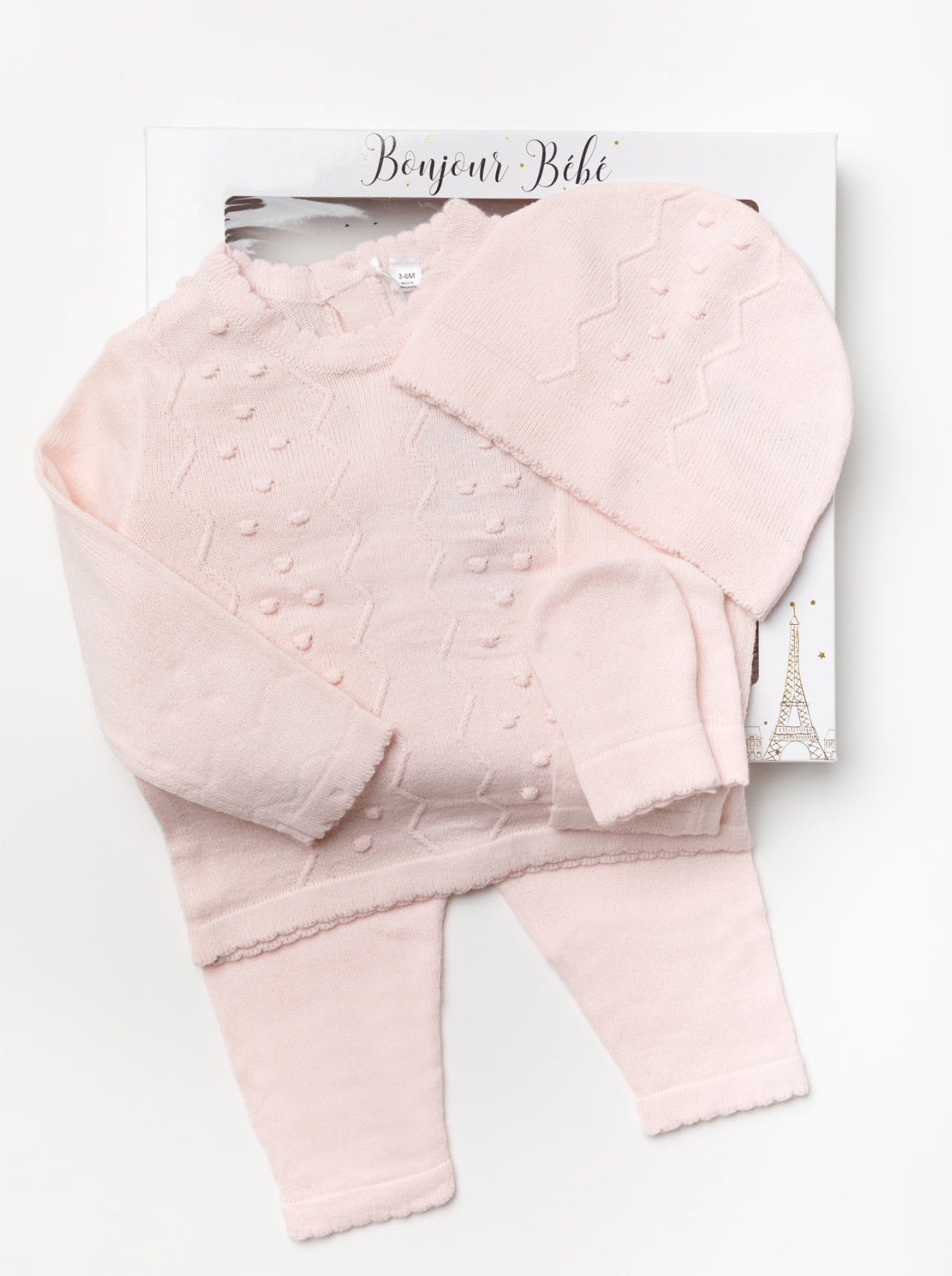 Pink Bobble Scallop Knit 4pc Set