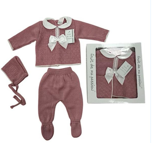 Rose Pink Bow 3pc Gift Set