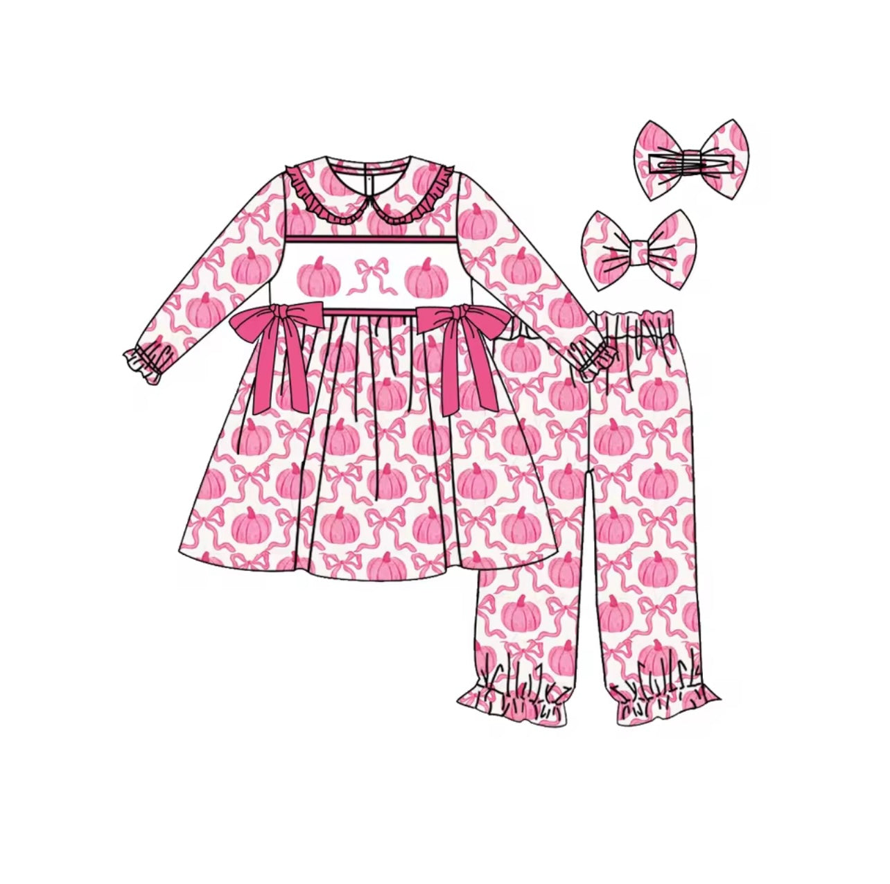 Pink pumpkin smock pyjamas