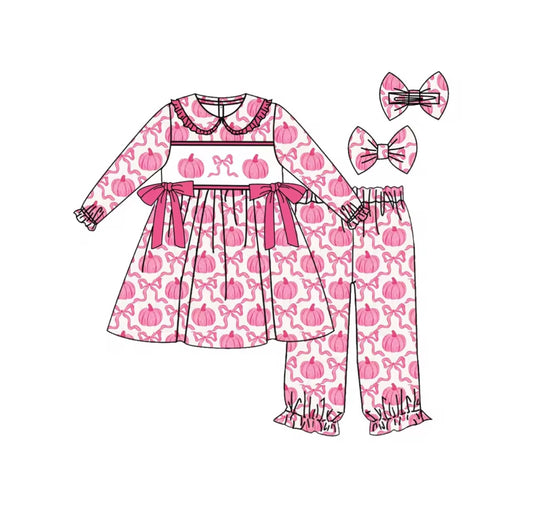 Pink pumpkin smock pyjamas