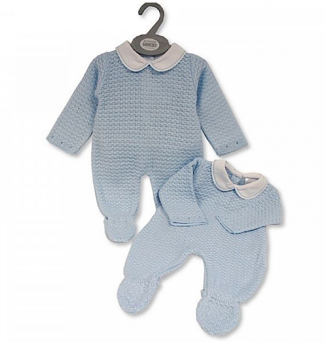 Blue Knitted Baby Grow