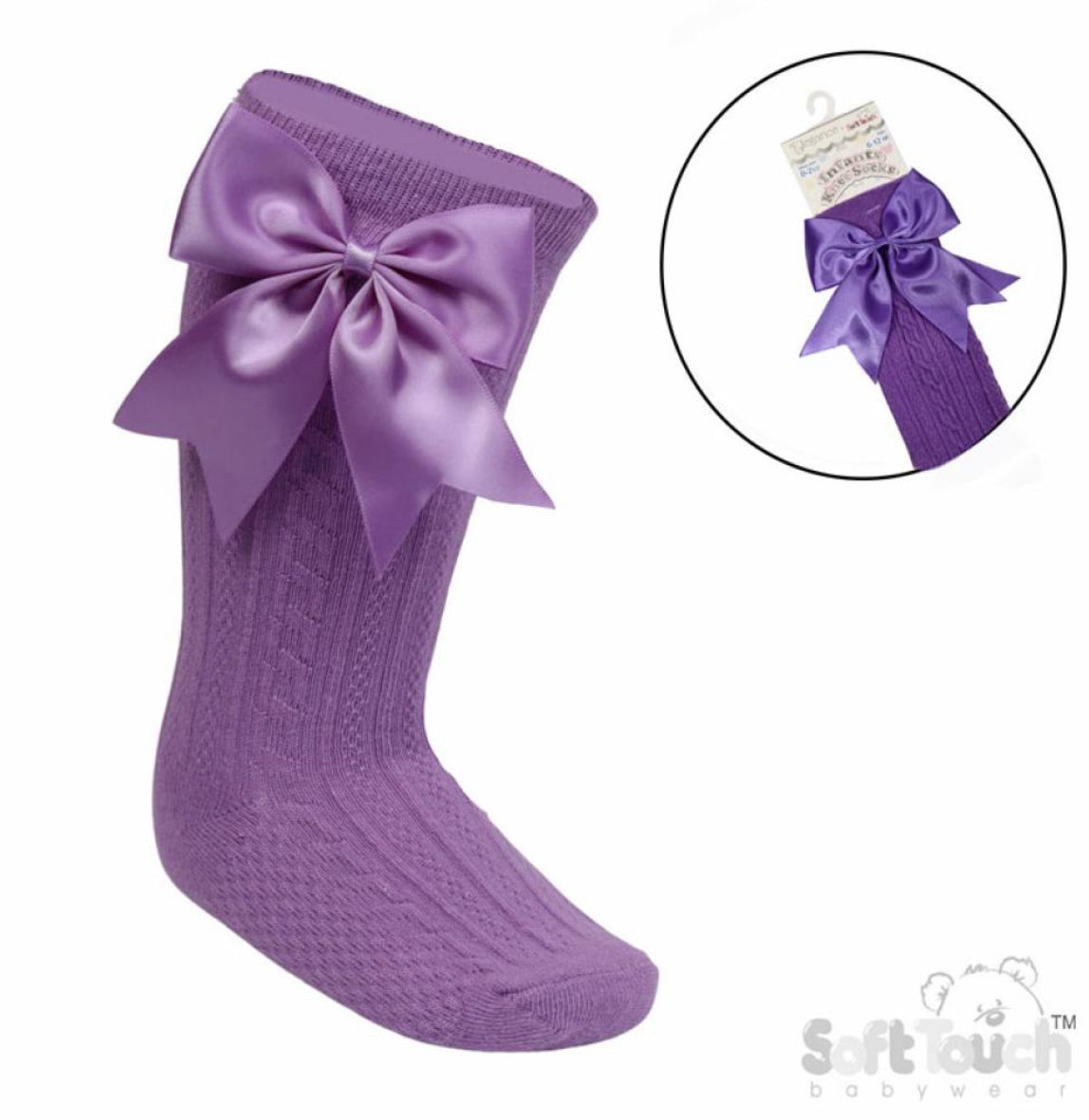 Purple Knee High Bow Socks