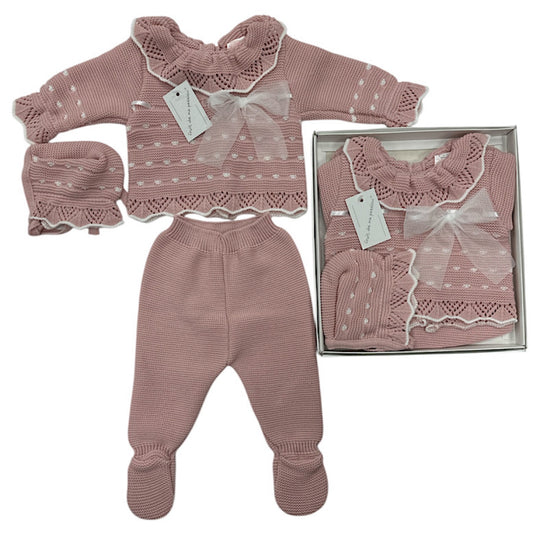 Dusky Pink & White Frill 3pc Gift Set