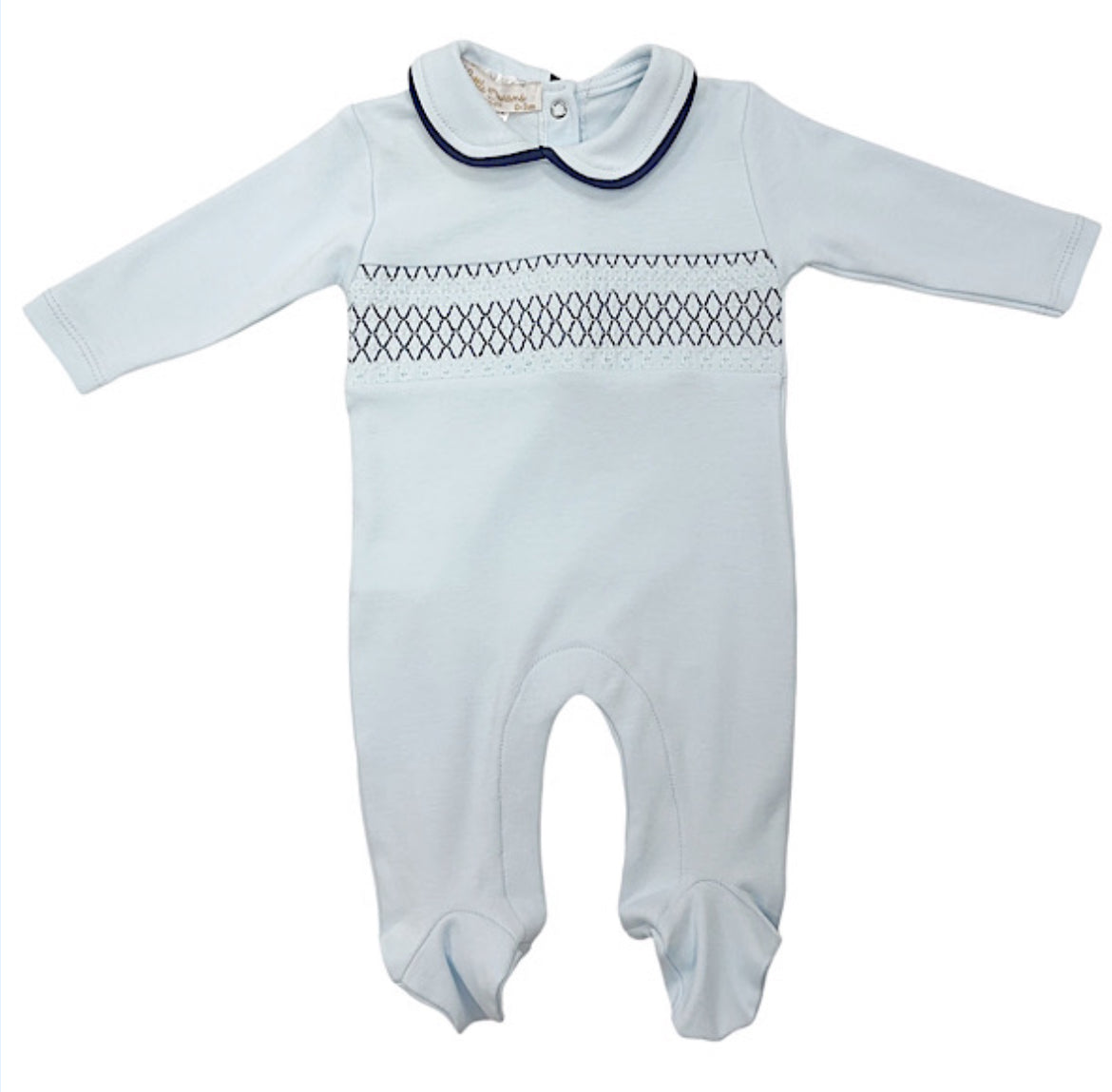 Baby Boys Blue Smocked Sleep Suit