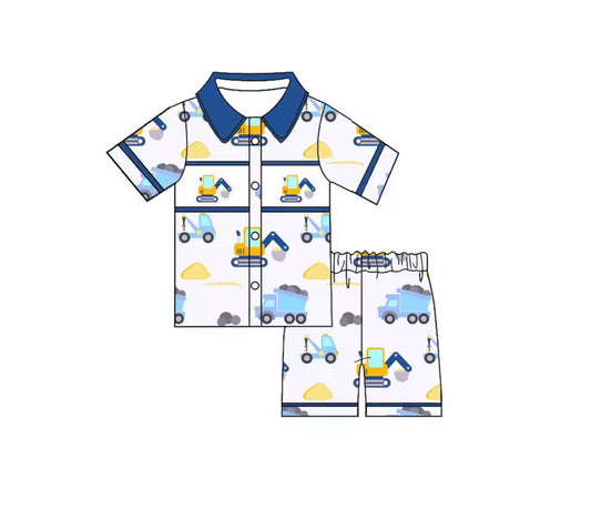 Boys smocked digger pyjamas